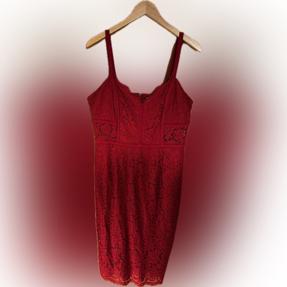 Express Red Lace Midi Dress